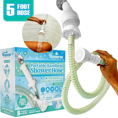 Rinseroo Personal Seated Bather – 5ft Slip-On Shower Hose for Seated & Assisted Bathing – Portable Handheld Rinsing Hose for Seniors & Caregivers – No Installation