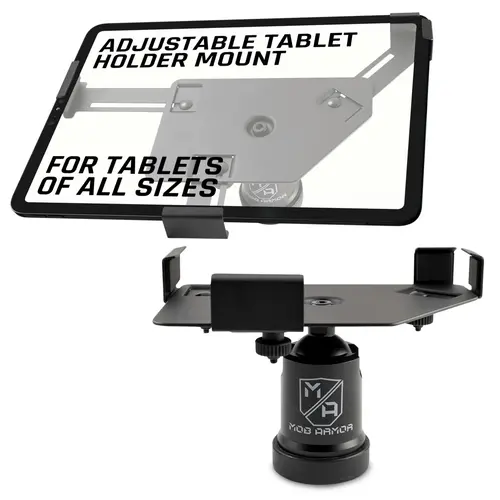 MOB ARMOR Tab Mount Maxx Billet Aluminum Cradle Tablet Mount Stand - Sturdy Adjustable Magnetic Accessory, Easy Installation, Smart Tablet Accessories for All Sizes, Compatible with Gym Equipment Tubing, Dashboard