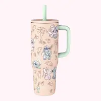 Zak Designs Sutton Insulated Stainless Steel Tumbler with Silicone Straw and Wide Carry Handle - Large Capacity 30 Ounces, Bold Designs