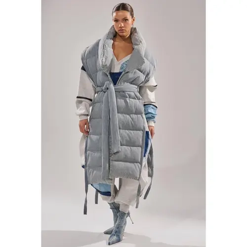 PILOT JONES LONG LINE PUFFER VEST IN DENIM