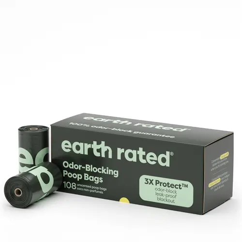 Earth Rated 3X Protect Odor-Blocking Dog & Cat Poop Bags Supplies, 120-Count Roll Pack, Leak-Proof, Unscented, Durable 7-Layer Recycled Plastic, 9in x 13in, B Corp Certified, Mess-Free