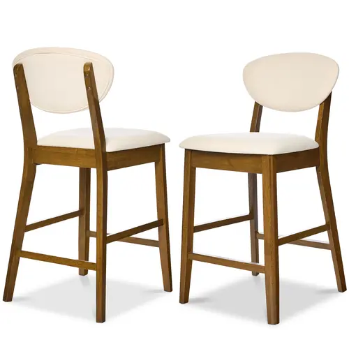 Best Choice Products 2-Piece Mid-Century Modern Wood and Upholstered Counter Height Bar Stool Set