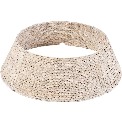 Best Choice Products 24in Woven Hyacinth Christmas Tree Collar, Tree Skirt Accessory w/ Cord Cut-Out