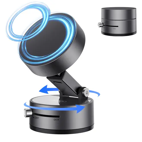 Upgraded Compact Magnetic Suction Cup Dashboard Car Phone Mount, Universal Smartphone Holder, 360-Degree Rotatable Easy Install Auto Gadget, Adjustable Hands-Free Phone Holders & Mounts for Smooth Surfaces