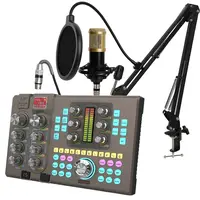 HOSABELY SK80 Live Sound Card with Built-in Dual-Core DSP Digital Sound Processor, 3000mAh Bluetooth Singing Mixer Kit, 48V XLR Mic Boost, Dual-Channel High-Fidelity Audio, High SNR, Adjustable Long Arm Stand, USB-A-USB-C Charging Cable for Live Broadcast