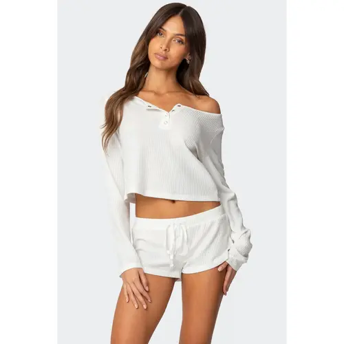Teddy Cropped Waffle Top