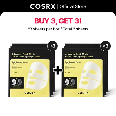 [COSRX Official] My Morning Glow 6-Days Overnight Repair Solution, BOGO Deal, Snail Mucin Collagen Hydrogel Overnight Face Mask for Comfortable Glowing Skin Care, Hydrogel Overnight Mask, Face Masks