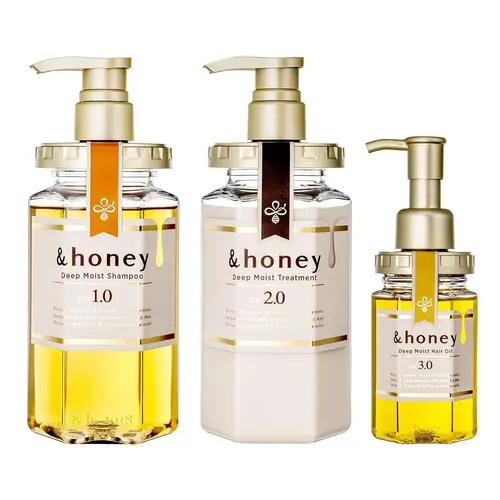 &honey - Deep Moist Shampoo, Treatment & Hair Oil | #1 JAPANESE HAIR CARE MOISTURIZES DRY, DAMAGED HAIR, HONEY, SHEA BUTTER, ARGAN OIL