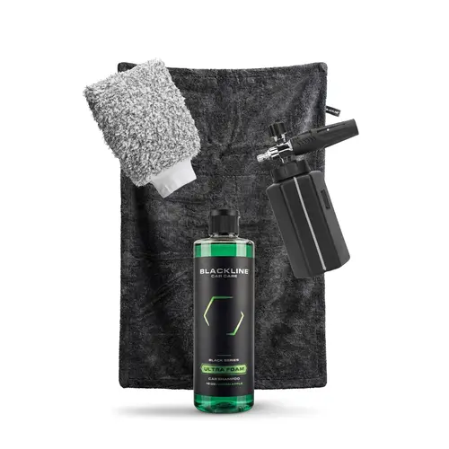 BLACKLINE Wash Kit – Complete Car Wash Kit with Foam Cannon, Ultra Foam Soap, Wash Mitt, and Twisted Loop Drying Towel