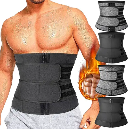 CATTIBOR Men's Neoprene Waist Trimmer Belt - Zipper Adjustable, Polyester Tummy Control Corset with Neoprene Support, Gym Fitness Shapewear for 2XL/3XL, Casual Daily & Workout Accessory