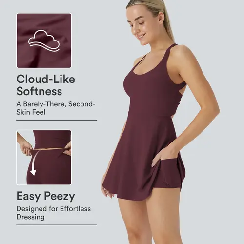 Halara Softlyzero Airy Backless Twisted InstantCool Dance Active Dress-Easy Peezy Edition