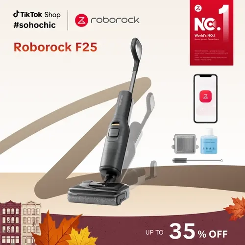 Roborock F25 Fully Cordless Wet Dry Vacuum Cleaner - All-in-1 Smart Self Cleaning Automated Device with 20000Pa Suction, 194°F Flash Dry, 4.92" Deep Reach, 60min Eco Mode, Handheld Form Compatibility #TikTokShopFallDealsForYou