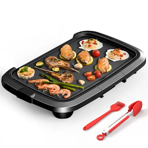 AORAN KITCHEN Rectangular Corded Indoor Smokeless Electric Flat Top Tabletop Griddle - 10in×20in Family-Size Universal Fry Griddle, 1600W (200W & Above) Power, 5 Temp Settings, Non-Stick Surface, 3x Faster Heating, Wipe Clean in 3s, Ideal for Dorm Meals
