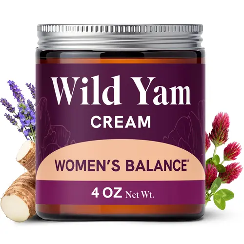 SM Nutrition Wild Yam Cream for Women's Balance 3450mg Herbal Menopause & PMS Support Estrogen & Progesterone Free 4 Oz Gentle Moisturizer with Lavender Scent