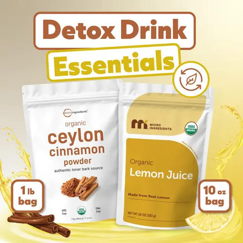 Micro Ingredients Detox Drink Essentials Bundle: Ceylon Cinnamon Powder 1lb & Lemon Juice Powder 10oz