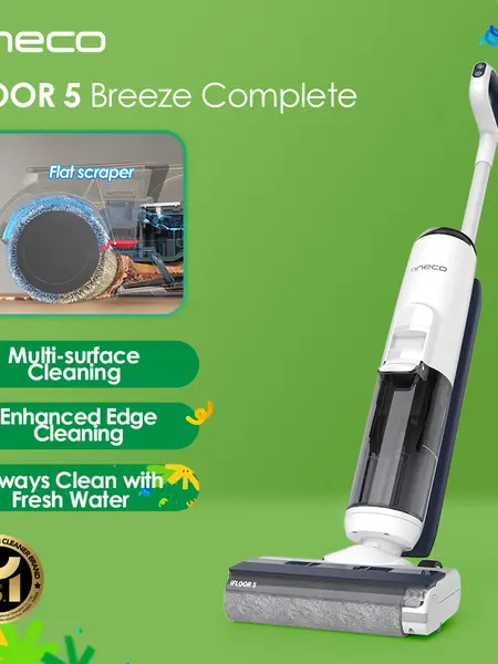 Tineco iFLOOR 5 Breeze Complete Wet Dry Vacuum/Floor Washer, One-Step Cleaning for Hard Floors, Edge Clean, Auto Self-Cleaning, Lightweight & Cordless Design, Blue