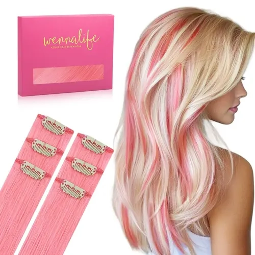 WENNALIFE Colorful Clip in Hair Extensions Human Hair 30g 6 pcs for Women with Burgundy Red 14-24 Inch Soft Silky Texture Easy Clip-In  #TikTokShopFallDealsForYou #sohochic