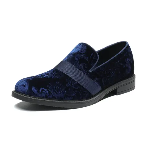 BRUNO MARC Men's Stylish Velvet Flat Closed-Toe Loafers - Classic Chic Cushioned Sole Comfortable Tuxedo Dress Shoes with Soft PU, Memory Foam Insole, TPR Outsole for Stability