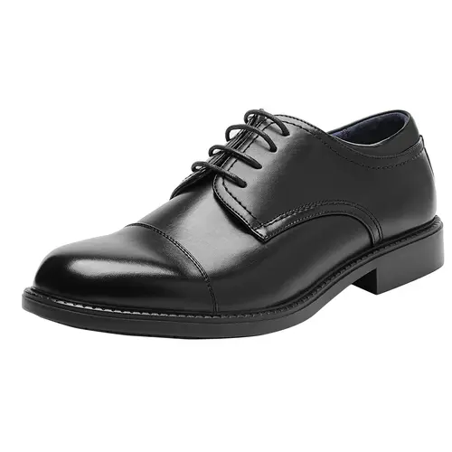 BRUNO MARC Men's Artificial Leather Classic Cap Toe Lace-Up Oxfords - Soft Cushioned Polyurethane Insole, Breathable, 1in Low Heel Formal Dress Shoes (Lace-Up Fastener Men's Oxfords, Artificial Leather Men's Oxfords)