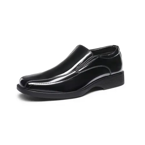 BRUNO MARC Men's PU Leather Square Toe Slip-On Dress Shoes - Polished PU Leather Upper Feels Polished Daily, Cushioned Insole, Durable TPR Outsole, Low Heel, Office-Ready, All-Season Business Casual Footwear & Walking Shoes