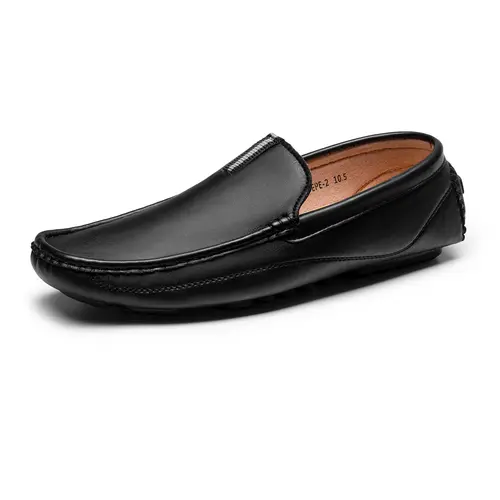 BRUNO MARC Men's Soft Leather Round Toe Driving Loafers - Slip-On Flat Office Shoes with Slip-On Ease, Grab and Go Convenience, Rubber Sole, All Seasons Black/Brown Options for Business Casual Walking