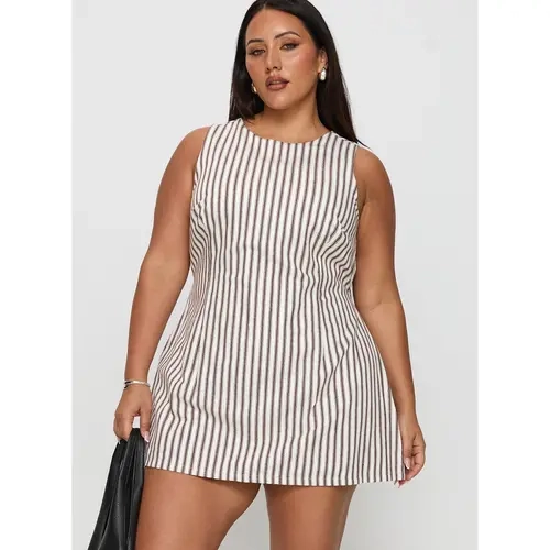 Yumiko Romper Brown Stripe Curve