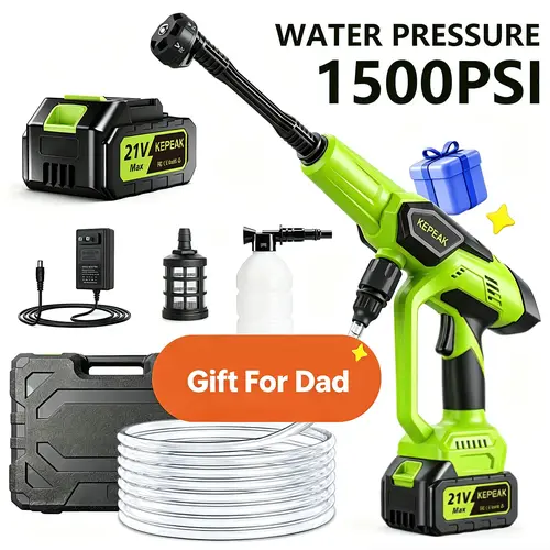 【DealsForYou】KEPEAK  1500PSI Portable Cordless Car Wash Spray Gun High Pressure Car Wash Jet Spray Head, Electric Cordless High Pressure Washer, for Valentine’s Day Gift SummerVibes,father'sdaygifts