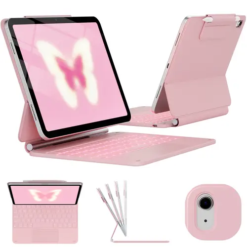 [No Tablet Included]Typecase Edge Vegan Leather Tablet Keyboard Case for iPad - Magnetic, Multi-Touch Trackpad, Multi-Color Backlight, Pencil Holder, Slim, Lightweight, Tablet PC Accessories,TechVibe