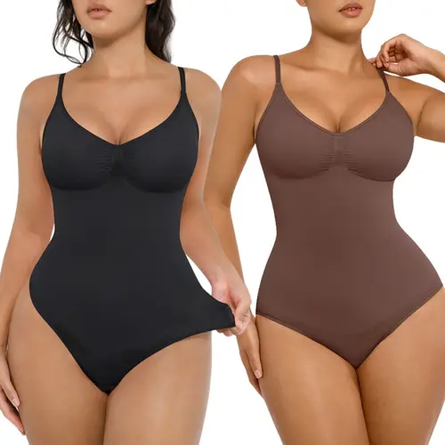 FeelinGirl #Livestream 2-Piece Seamless Tighten The Abdomen One-piece Shapewear Bodysuit  Womenswear Comfort Slim Nylon Mnimalist Spaghetti Strap  Lady Underwear