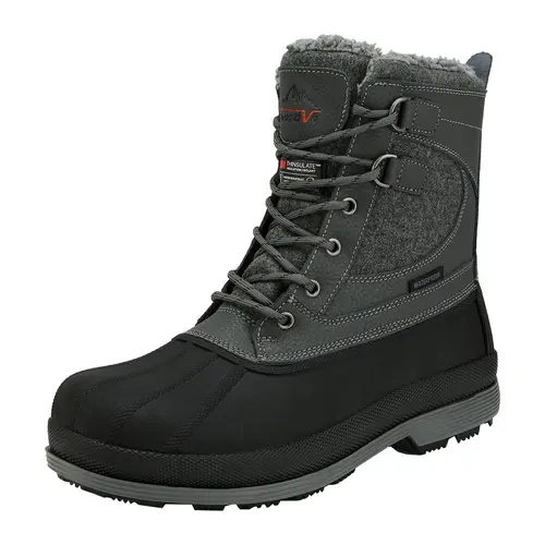 NORTIV 8 Men's Insulated Waterproof Leather Snow Shoes - Size 13 in, Lace-Up, Cuban Heel, Thermolite Insulation, Slip-Resistant Rubber Sole, Synthetic Cap, Plain Round Toe, Warmth Down to -25°F for Winter Work, Outdoors