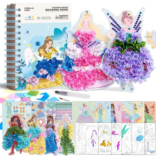 Jar Melo Poke-in 4-in-1 Diamond Painting Kits & Art Magic Princess Craft Kit Stuffers Watercolor DIY Gifts for Girls Handicraft Activities  Embroidery Design Set #Summervibes