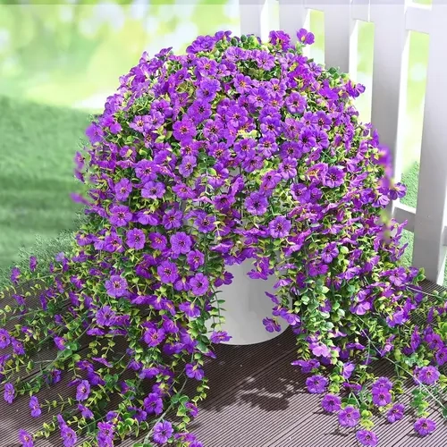 Artificial Hanging Flowers for Outdoors, Fake Hanging Plants Flowers for Outdoor Spring Summer Decoration,UV Resistant Artificial Hanging Flowers for Home Porch Patio Garden Decor