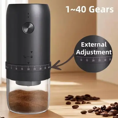 Portable Electric Coffee Grinder, 40 Gears Adjustable Settings, Rechargeable Mini Coffee Grinding Machine, ABS Material, Ideal for Coffee Enthusiast
