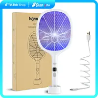 Viyawise Outdoorfun Powerful Bug Zapper Indoor & Outdoor - 10-LED Mosquito Zapper with Large Mesh, Rechargeable Gnat Killer, LED Display & Safe Fly Swatter for Home Use