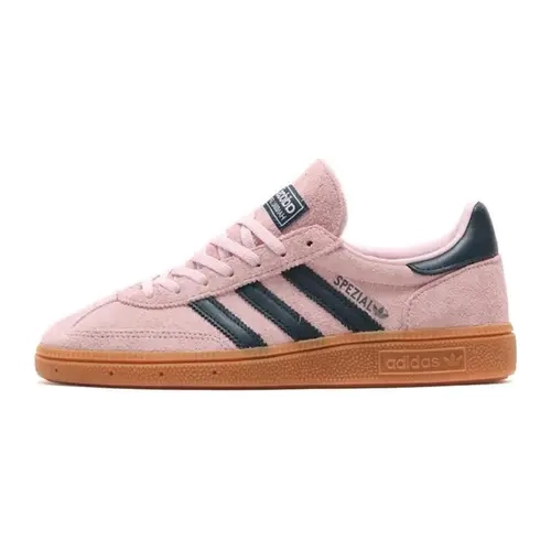 Women’s Adidas Handball Spezial Casual Suede Sneakers - Bold Contrast Arctic Night & Blush Pink Low-Top, Classic Retro Style, Signature 3-Stripes, Comfortable Fit, Everyday Walking Appeal, Casual Sneakers