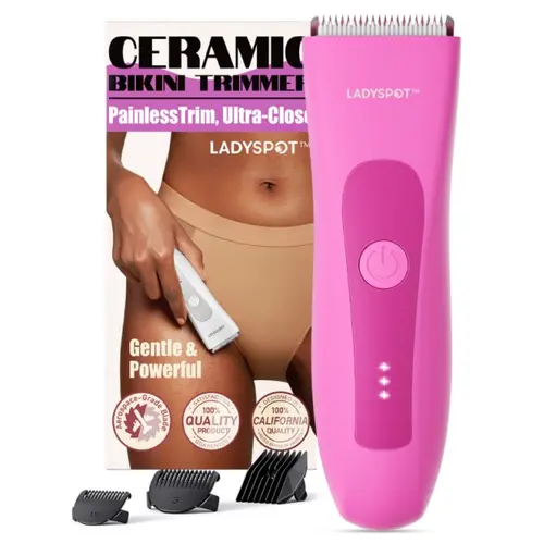 LADYSPOT Women's Ceramic Bikini Trimmer Shaver - High Quality Wireless USB Rechargeable Electric Waterproof Body Hair Removal Tool, Detachable Head, Precise, Safe, Portable, Ideal for Bikini Line, Arms, Legs, Women's Gifts