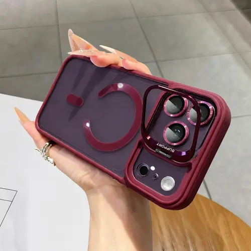 ISEMENA Magsafe Luxury Transparent Phone Case  For iPhone 18 Pro Max/18 Pro 17 16 15 14 Magnetic Kickstand Stand Shockproof Bumper Cover