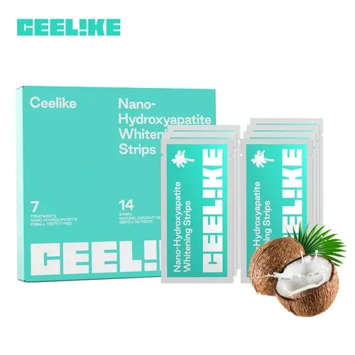 Ceelike 7-Treatments Whitening Strips Teeth for Adults, Enamel-Safe Hydroxyapatite Teeth Stain Remover, Non-Sensitive Coconut-Infused Oral Care Product for Freshness & Refreshed Look