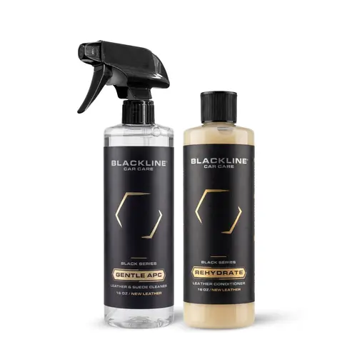 BLACKLINE Leather Care Bundle - Ready-to-Use Car Interior Cleaner Protectant Kit with Gentle Dirt+Oil Lift APC, 2-Step Cleaning + Moisturizing Formula, Fade Protection, Complete Leather Care System for Daily Drivers