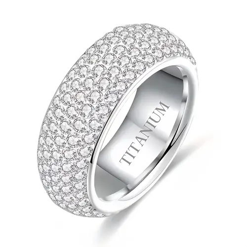 Y2K-Inspired Unisex Bezel Rhinestone Ring - Titanium Steel Silver-Plated, Anti-Allergic, Fade-Resistant, Tarnish-Free Jewelry for All Genders - Bridal Rings, Daily Wear & Gifting Jewelry for Women