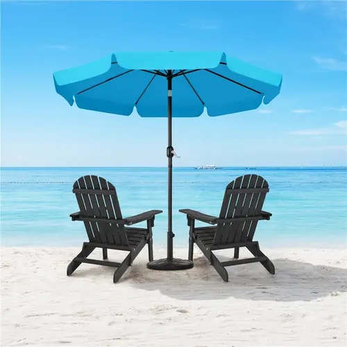 Yaheetech 9ft Outdoor Crank-Operated UV Umbrella - Crank Operated Parasol, Tilting Patio Umbrella with Push-Button Tilt Adapts to Sun, 180g Polyester Canopy, 8-Rib Design, 1.5in Pole, 12.5lb, Ideal for Patios, Decks, Poolside Holiday Use, Casual