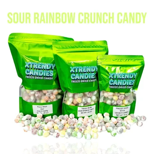 Xtrendy Candies Sour Rainbow Crunch Freeze Dried Candy Viral candy on Tiktok Snack Bonbon