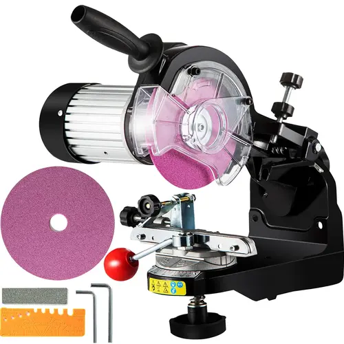 VEVOR Professional Electric Chainsaw Sharpener, 230W, 3000RPM Motor, Aluminum Grinding Wheel, Anti-Slip Handle, Multi-Angle Adjustment, Working Light for 1/4"-2/5" Chainsaw Blades - Ideal for Home Use