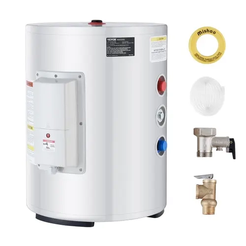VEVOR 10 Gal Electric Instant Water Heater - 1.6Kw Household Appliances Water Boiler with LED Display, LED Control, Storage Tank for Steady Flow for Family Shower