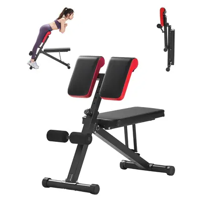 VEVOR Roman Chair Hyperextension Bench - Adjustable Foldable Weight Bench for Full-Body Workout, Carbon Steel Construction, 330lbs Load Capacity, Compact Home Gym Equipment for Back Glutes Core