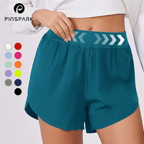 PINSPARK Women's High-Waisted Fast Dry Elastic Sports Shorts - Quick Dry, Mesh Liner, Everyday Active Outdoor Wear for Gym, Travel - Sohochic Elegant Workout Outfits