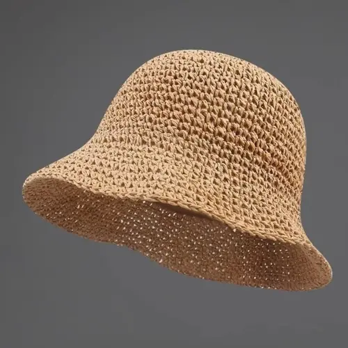 Women's Solid Color Straw Beach Hat, Casual Outdoor Sun Protection Cap for Women & Girls, Fashion Accessories for Daily Wear, Breathable Head Cover