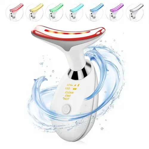 Face Neck Massager - 7-Color LED Red Light Face Lifting Device with Heat & Vibration, Rechargeable Compact and Stylish Skin Care Tool with 3 Modes of Operation, Portable Personal Care Gadget, Beautiful Gift, Sohochic
