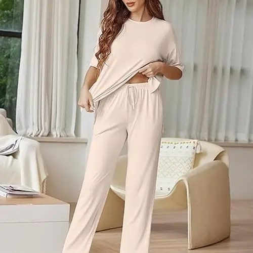 Ekouaer Women's 2025 Summer 2-Piece Soft Fabric Loungewear Set - Sleeveless Oversized Top with Pockets, Elastic Hip Biker Shorts, Split Hem, Drawstring Style, Maternity-Friendly Airport Outfit