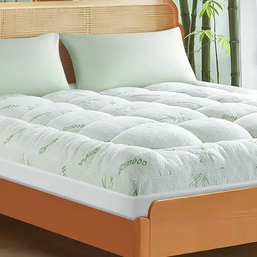 Cooling Bamboo Mattress Topper, Extra Thick 1000 GSM Down Alternative Fill Washable, Soft Mattress pad for Back Pain, Bed Mattress Topper with 8-21" Deep Pocket